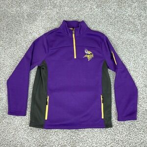 Minnesota Vikings Sweater Mens Medium Purple NFL Football Team Apparel 1/4 Zip